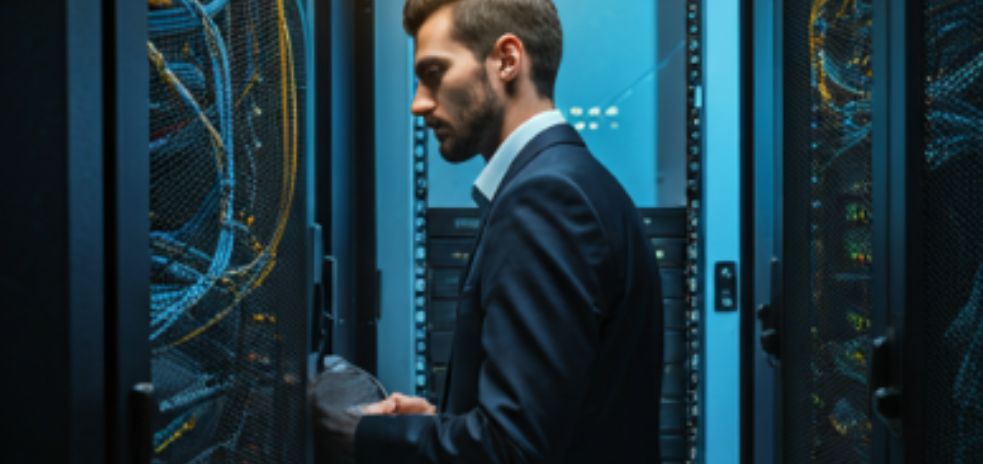 IT technician in server room